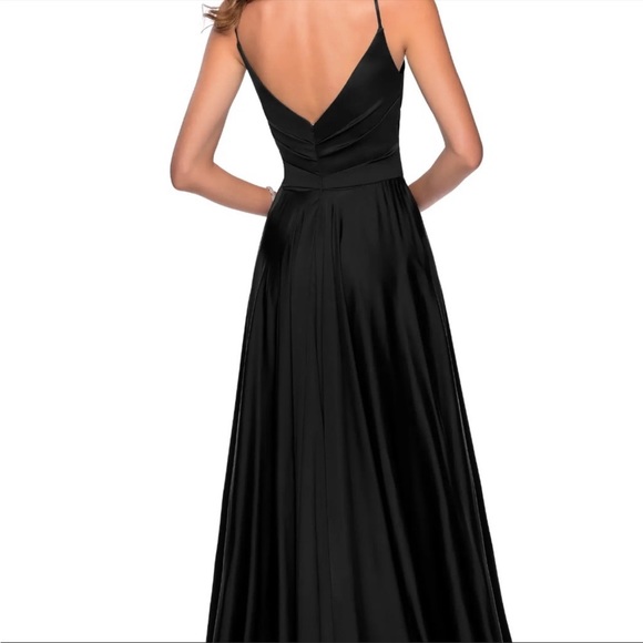 La Femme High Slit Long Satin Dress Sleeveless Full Length Formal Prom size 0 - Picture 4 of 12